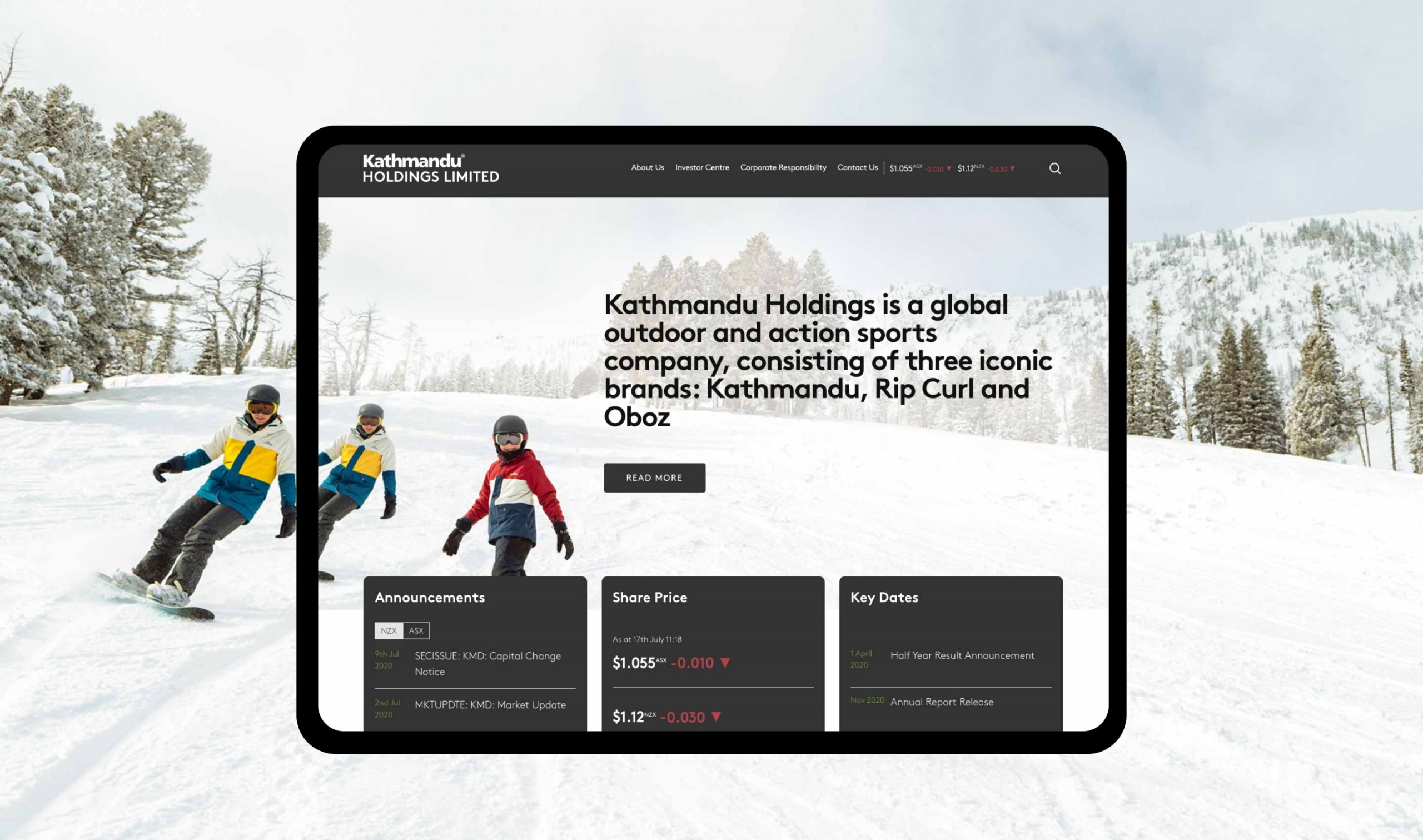 kathmandu website homepage design